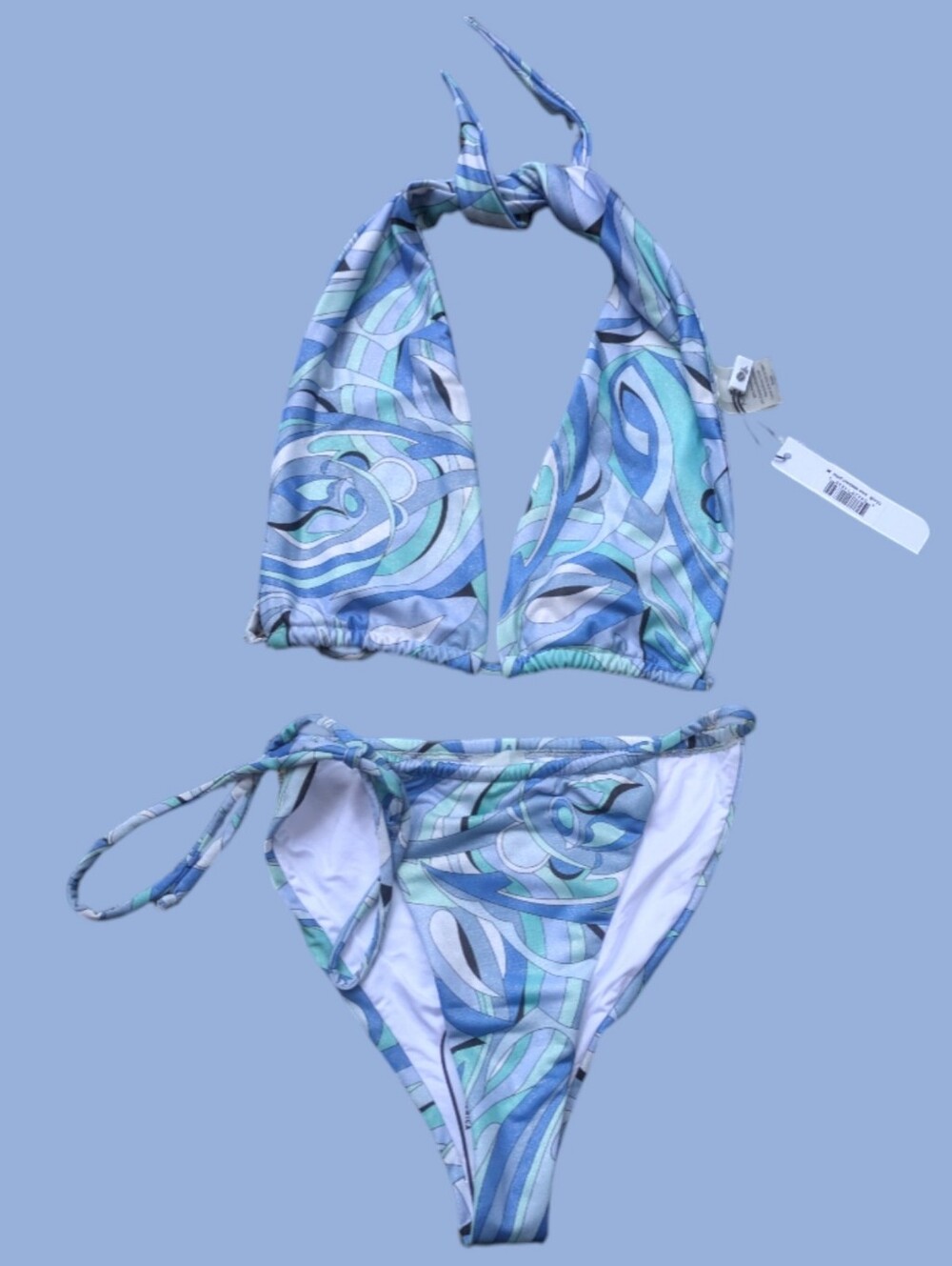 Monica Hansen Beachwear Metallic Blue Abstract Print Bikini